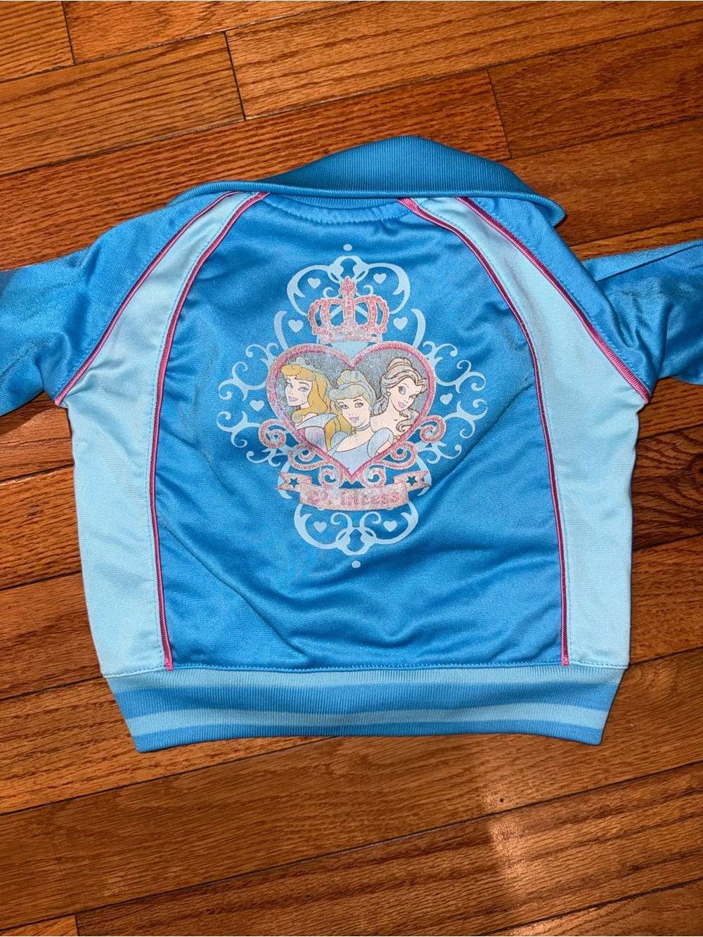 VTG Disney Princess Blue Pink Track Jacket Girls Size 4/5 Y2K Sporty Style